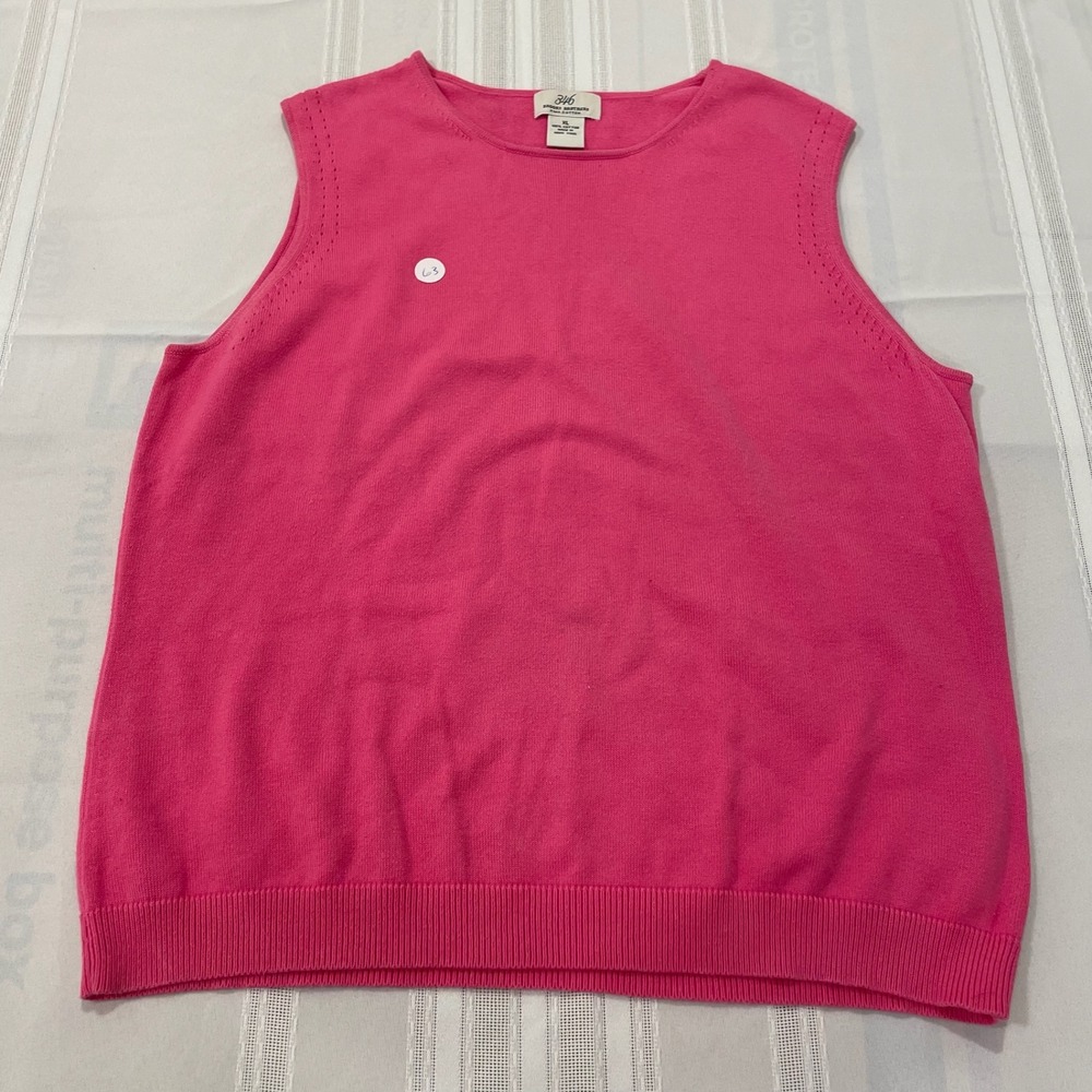 346 Brooks Brothers Pima Cotton Sleeveless Sweater Vest Scoop Neck Women XL Pink